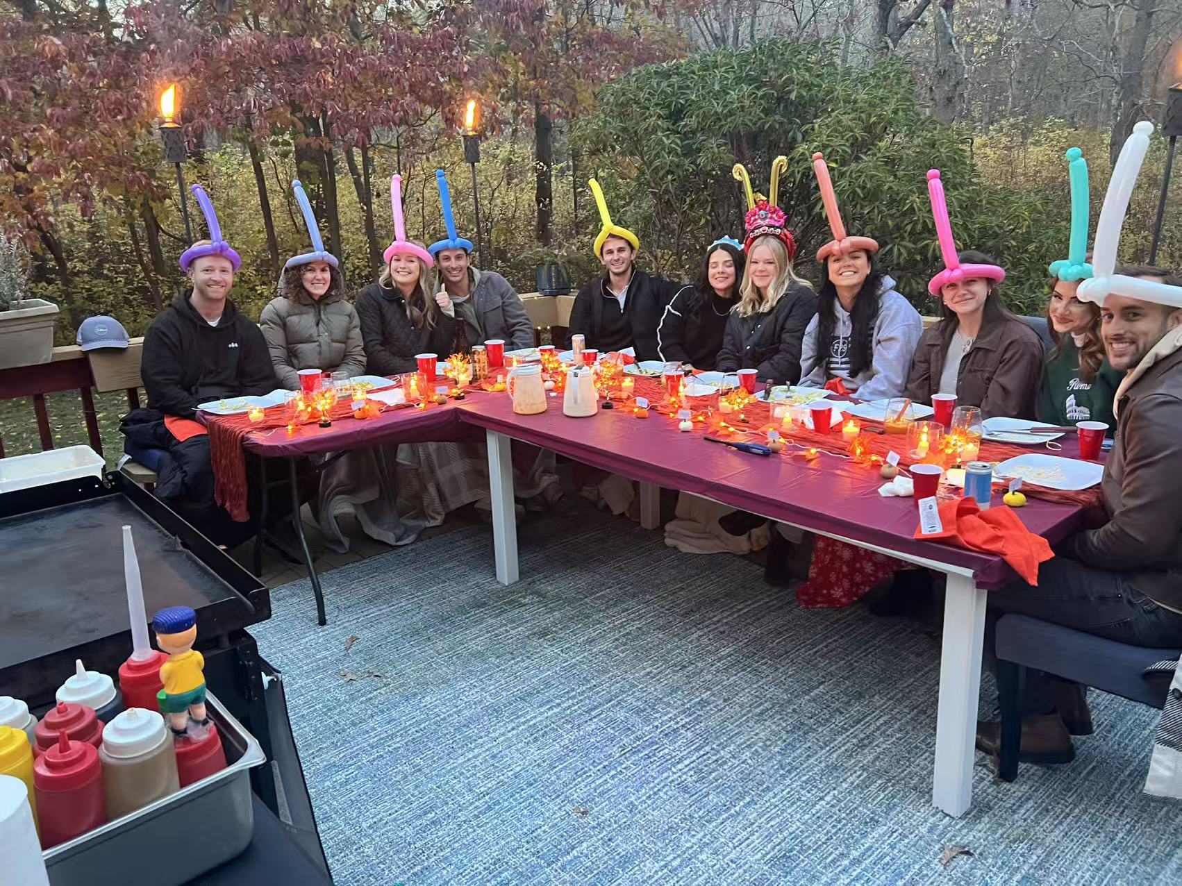 Mobile hibachi chef cooking at Boston backyard party