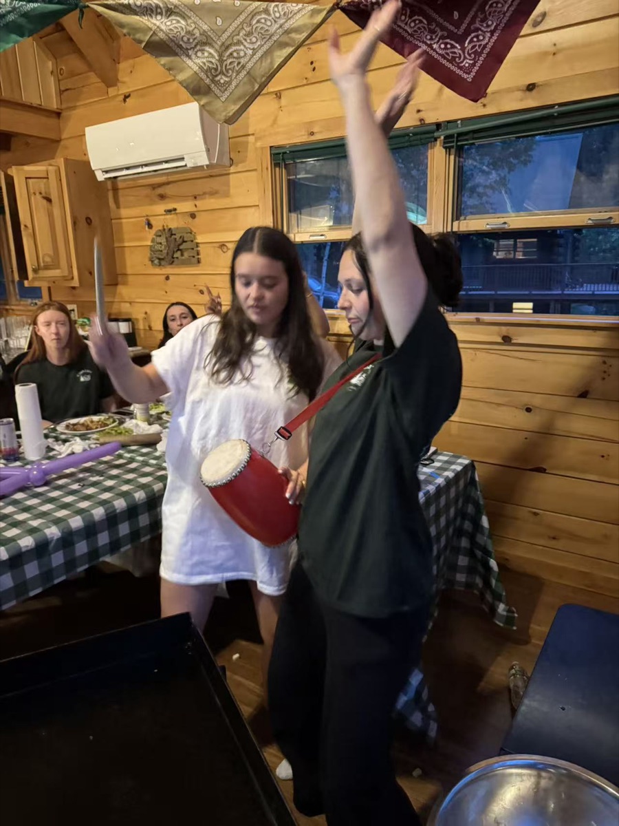 Guests celebrating at a lively hibachi catering party in New England